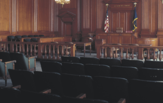 Historic photo of a courtroom in America, referencing the Imbler v. Pachtman case.
